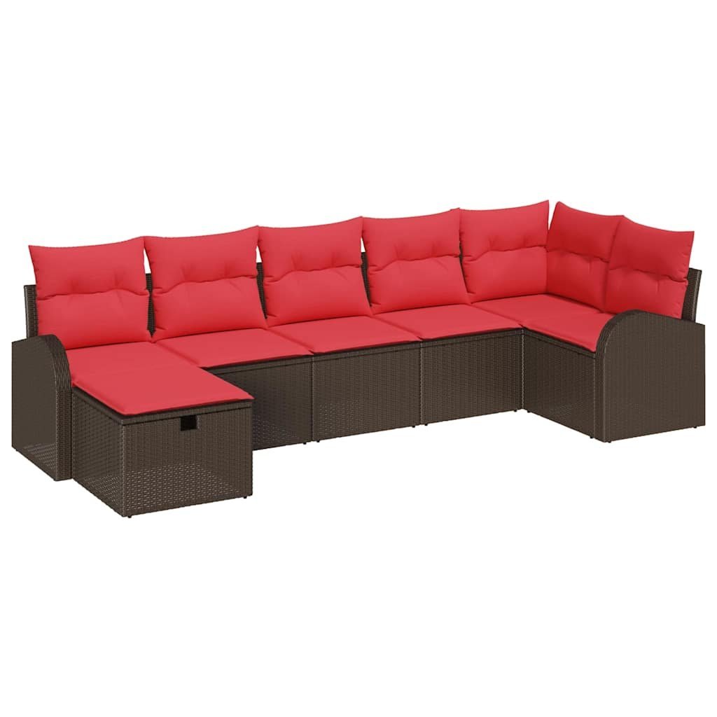 vidaXL Zestaw Sof na Ogród z poduszką 7 pcs Brązowy polirattan