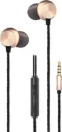 Słuchawki bluetooth - 2GO Douszny zestaw suchawkowy stereo Deluxe - czarny/zoty - miniaturka - grafika 1