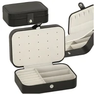 Pudła i pojemniki do przechowywania - Szkatułka pudełko na biżuterię organizer czarny - miniaturka - grafika 1