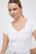 Koszulki sportowe damskie - Guess t-shirt damski kolor biały - miniaturka - grafika 1