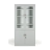 Szafy biurowe - B2B Partner Metalowa szafa ze szklanymi drzwiami, demontowana, 900 x 1850 x 400 mm 908024 - miniaturka - grafika 1