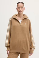 Swetry damskie - adidas Originals sweter Funnel damski kolor zielony z półgolfem KS7787 - miniaturka - grafika 1