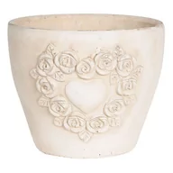 Donice - Clayre & Eef Doniczka ceramiczna HEART M kremowa 6TE0278M - miniaturka - grafika 1