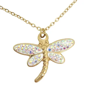Naszyjnik ważka z cyrkoniami AB cristal - pozłacana stal szlachetna - Naszyjniki - miniaturka - grafika 1