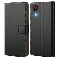 Inne - Etui portfel z podstawką ze skóry ekologicznej do telefonu Samsung 5 6 7 Pro, czarny - miniaturka - grafika 1