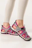 Sandały damskie - Szare sandały trekkingowe damskie na rzep z zakrytą piętą Casu 8209-6W - miniaturka - grafika 1