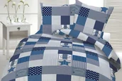 Pościel - Pościel Z Kory 140X200 Wzór Krata Szaro-Niebieska K246 - miniaturka - grafika 1