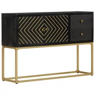 Szafki nocne - vidaXL Szafka, czarno-złota, 110x30x75 cm, lite drewno mango - miniaturka - grafika 1