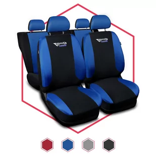 Komplet uniwersalnych pokrowców samochodowych Tuning niebieskie - Pokrowce na fotele - miniaturka - grafika 1