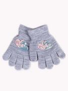Rękawiczki dla dzieci - Rękawiczki Dziewczęce Z Sercami 3D Szare 14 Cm - miniaturka - grafika 1