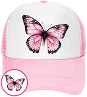 Czapki i chusty sportowe męskie - CZAPKA Z DASZKIEM MOTYLE MOTYL DLA DZIECI SIATKA RÓŻOWA BEJSBOLÓWKA - miniaturka - grafika 1