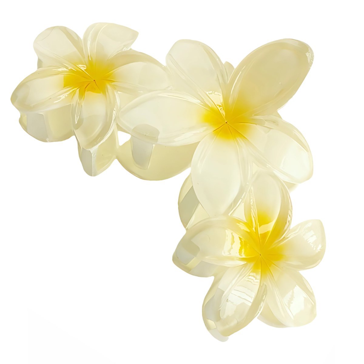 Klamra do Włosów Żółta Duża Potrójna Kwiat Plumerii Lekka i Wytrzymała