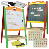 Tablice dla dzieci - TABLICA DWUSTRONNA MAGNETYCZNA KREDOWA DLA DZIECI ALFABET MAGNESY PÓŁKA - miniaturka - grafika 1