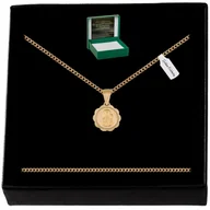 Biżuteria dla dzieci - ZŁOTY ŁAŃCUSZEK PANCERKA + MEDALIK MATKA BOSKA 925/585 + GRAWER GRATIS 55CM - miniaturka - grafika 1