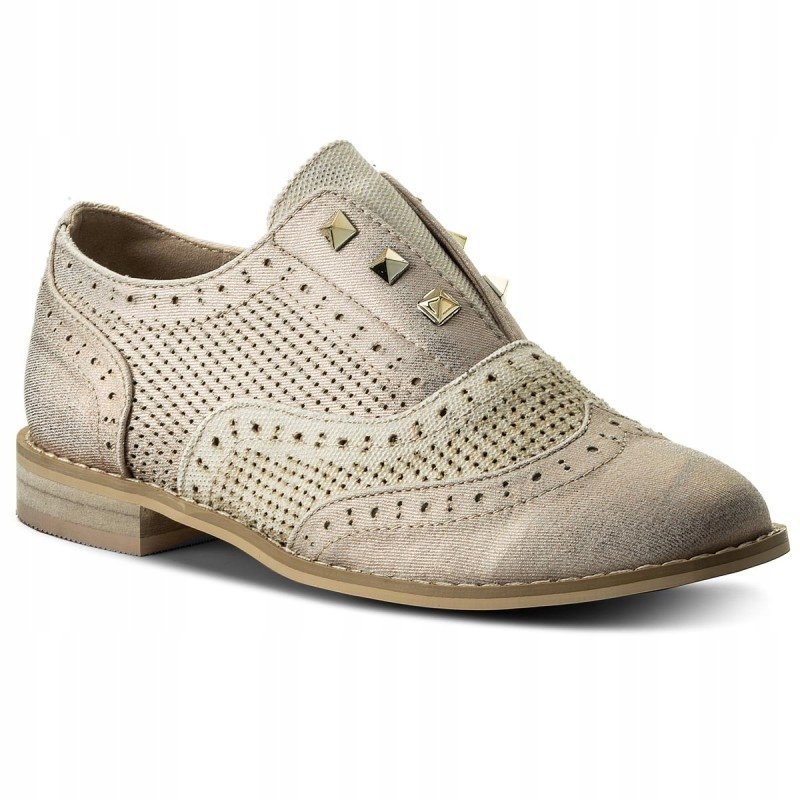 Menbur Półbuty Damskie z Dżetami Beżowe 36 3t4g4*