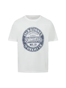 Jack & Jones Koszulka męska - JJJeans Tee Mężczyźni Bawełna biały nadruk, S - Koszulki męskie - miniaturka - grafika 1