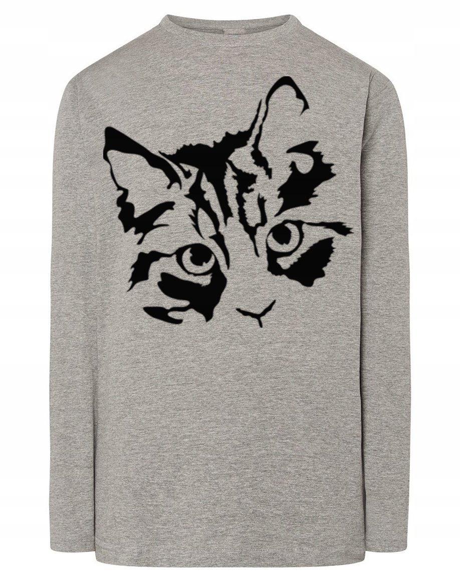 Longsleeve męski nadruk Głowa KOT KOTEK r.M