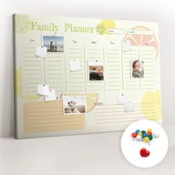 Planery - Duża Tablica, Korek 100x140 cm Wzór Rodzinny planer + Pinezki Kolorowe - miniaturka - grafika 1