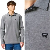 Koszulki męskie - Wrangler REFINED POLO longsleeve bawełniana szara polówka długi rękaw XL - miniaturka - grafika 1