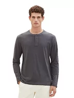 Koszulki męskie - TOM TAILOR Męska koszulka z długim rękawem z dekoltem Henley, 10743-Cyber Grey, 3XL - miniaturka - grafika 1
