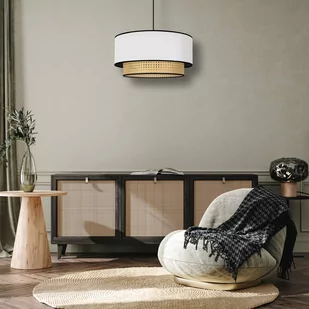 Żyrandol Boho, rattan, tkanina, beżowa/biała - Lampy sufitowe - miniaturka - grafika 3