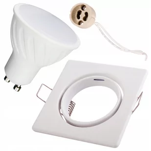Zestaw oprawa kwadratowa biała + GU10 6W ciepła + gniazdo przyłączeniowe GU10 - Lampy pozostałe - miniaturka - grafika 1