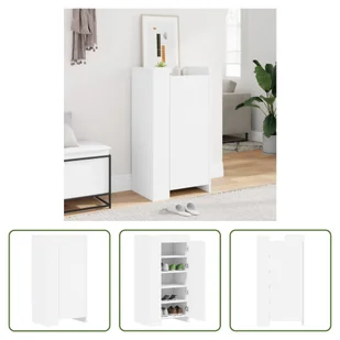 The Living Store szafka na buty biała 52x37,5x100 cm materiał drewnopochodny - Szafki na buty The Living Store szafka na buty biała 52x37,5x100 cm materiał drewnopochodny - Szafki na buty - miniaturka - grafika 1