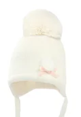 Czapki dla dzieci - Dziewczęca czapka na zimę ALISENT z pomponem ekri - miniaturka - grafika 1