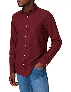 Koszule męskie - Springfield WF Solid Frannel Melange Casual Koszula męska, Czerwony zakres 69, S - grafika 1