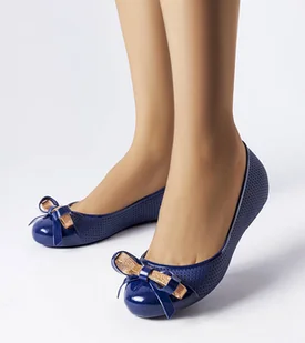 Granatowe balerinki zdobione kokardką Harlingen-37 - Baleriny - miniaturka - grafika 1