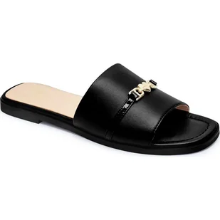 Love Moschino Skórzane klapki - Klapki i japonki damskie - miniaturka - grafika 1