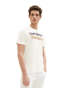TOM TAILOR T-shirt męski z nadrukiem, 10332 – Off White, XL - Koszulki męskie - miniaturka - grafika 1