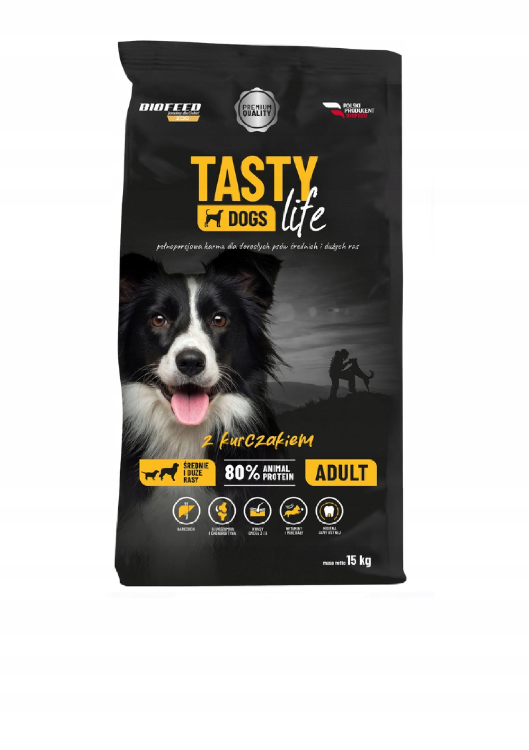 BIOFEED TASTY LIFE - karma sucha dla dorosłych psów średnich i dużych ras z kurczakiem 15kg