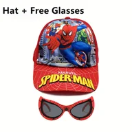 Czapki dla dzieci - TEMU 2 szt. Kup Jedną, Dostań Drugą Gratis – Marvel Czapka Baseballowa + Okulary Spider-Man Snapback Regulowana Oddychająca Siatkowa Czapka na - miniaturka - grafika 1