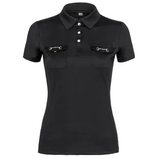 Koszulka polo EQ.QUEEN Khloe 25SS damska Kolor: czarny, Rozmiar: XS - Koszulki jeździeckie - miniaturka - grafika 1