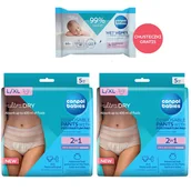 Bielizna lecznicza - Zestaw Canpol Babies, oddychające majtki poporodowe 2w1, z podkładem, jednorazowe, rozmiar L/XL, 2 x 5 sztuk + chusteczki nawilżane, 60 sztuk gratis - miniaturka - grafika 1
