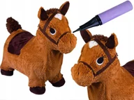 Piłki dla dzieci - SKOCZEK Pompowany DMUCHANY Brązowy KONIK Pluszowy do SKAKANIA + Pompka - miniaturka - grafika 1