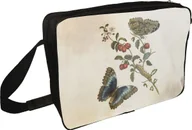 Torby szkolne - Torba na ramię Great Blue Butterflies and Red Fruits Maria Sibylla Merian - miniaturka - grafika 1