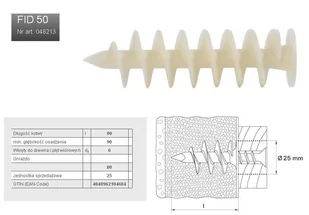 Fischer Kołek izolujący FID 90 90 mm 25 mm 510971 25 szt - Kołki - miniaturka - grafika 2