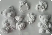 Akcesoria rzeźbiarskie - Forma do odlewów gipsu, misie, 5 elementów - miniaturka - grafika 1