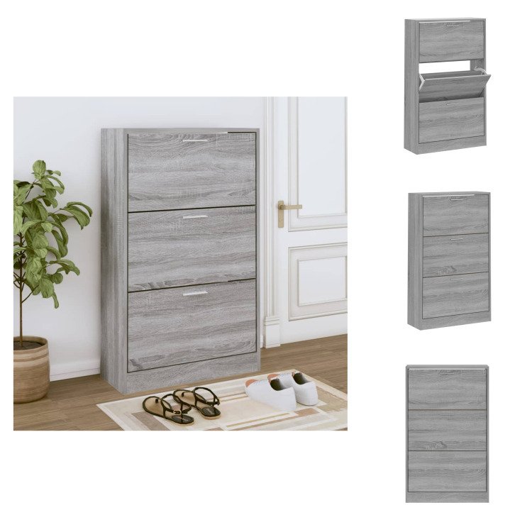 vidaXL Szafka na buty Szara Sonoma 63x24x103 cm Materiał drewnopochodny - Stojaki i szafki na buty