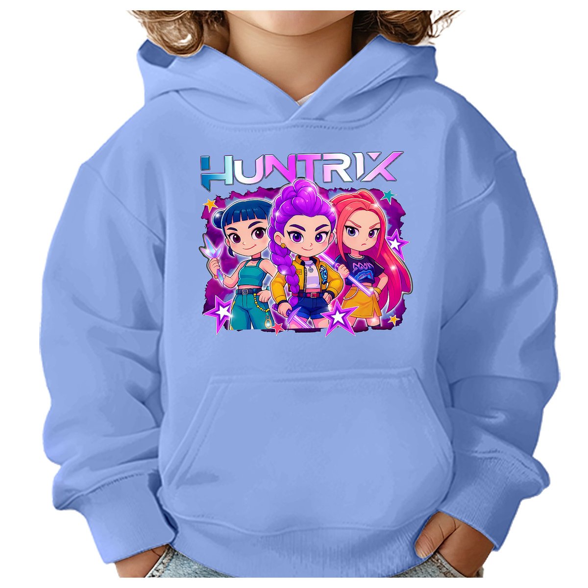 BLUZA DZIECIĘCA K-POPOWE ŁOWCZYNIE DEMONÓW HUNTRIX 146-152 Z KAPTUREM