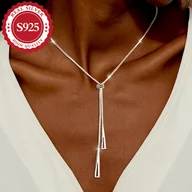 Inne - Elegancki, regulowany naszyjnik w stylu francuskim dla kobiet, srebro próby 925, wisiorek trójkątny, hipoalergiczny, modny vintage, bez powłoki, do - miniaturka - grafika 1