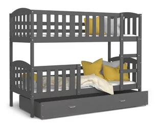 Łóżko piętrowe 160x80 szare KUBUŚ - Łóżka dla dzieci i młodzieży - miniaturka - grafika 1