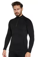 Bluzy sportowe męskie - Bluza termoaktywna męska Brubeck Extreme Merino LS16100 czarny - miniaturka - grafika 1