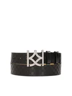 Paski - Czarny pasek damski z ozdobną srebrną klamrą - miniaturka - grafika 1