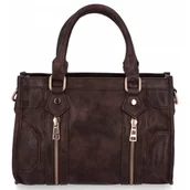 Torebki damskie - Torebka Damska w Stylu Vintage firmy Herisson 16B6047 Czekoladowa - miniaturka - grafika 1