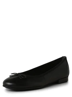 Tamaris - Damskie baleriny ze skóry, czarny - Baleriny - miniaturka - grafika 1