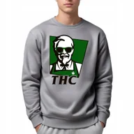Bluzy męskie - BLUZA MĘSKA Szara Dresowa Na Prezent Urodziny THC Weed Wzory - L - miniaturka - grafika 1