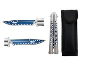 Noże - Nóż motylkowy Kandar treningowy srebrno-niebieski - miniaturka - grafika 1